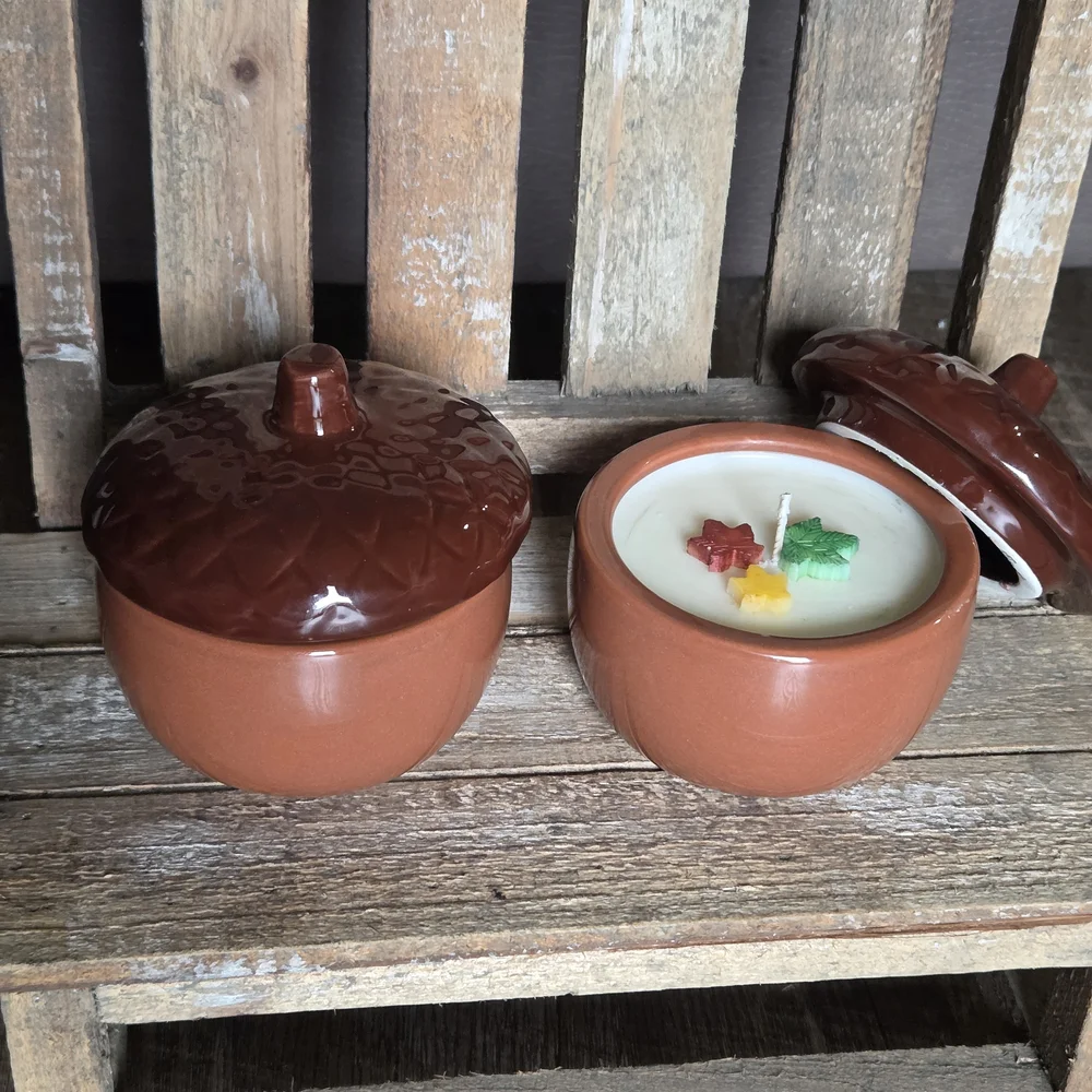 Hand Crafted Ceramic Acorn Candle with Lid - Picture 1 of 4
